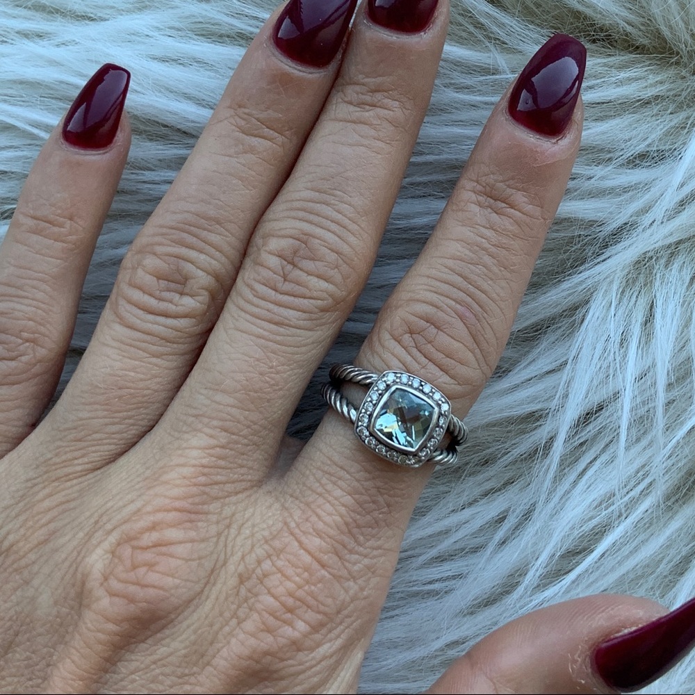 David Yurman Albion Ring Prasiolite and Diamonds